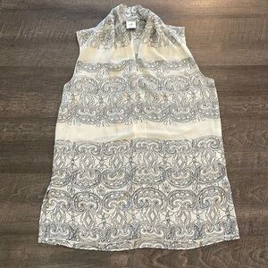 CABI sheer navy print tunic top